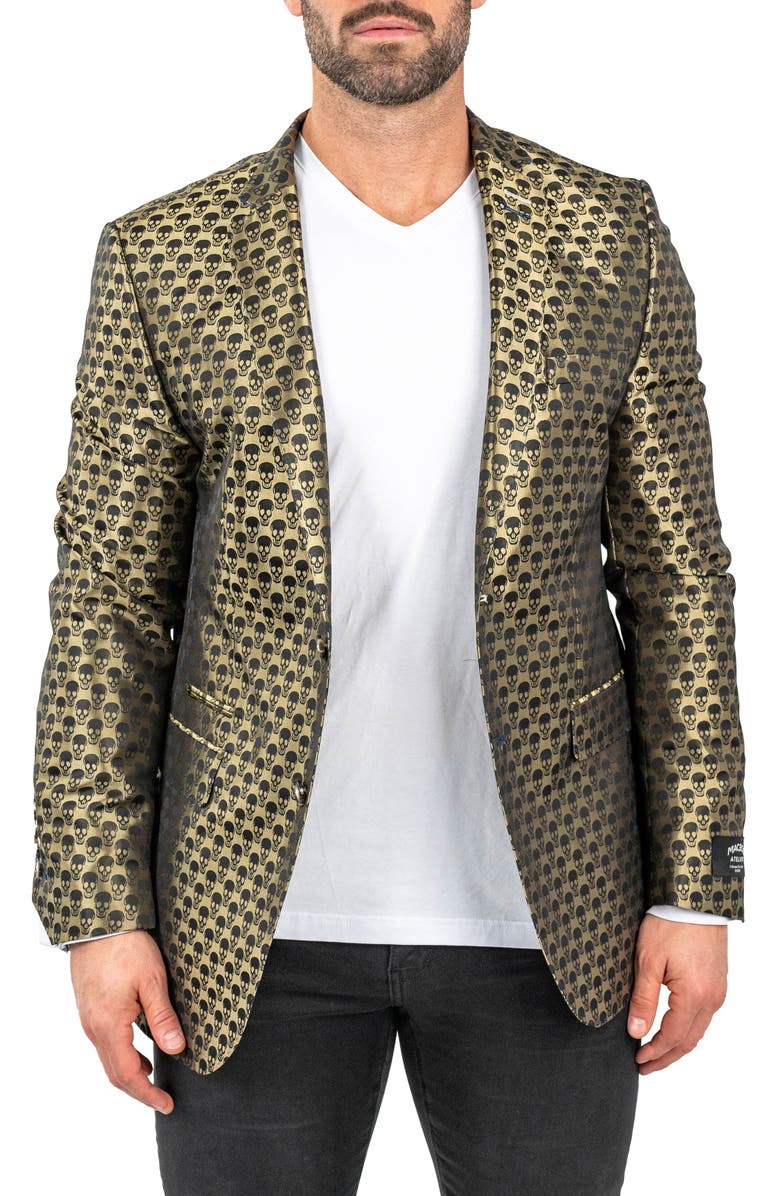 Maceoo Skullrepeat Green Jacquard Blazer, Main, color, Green
