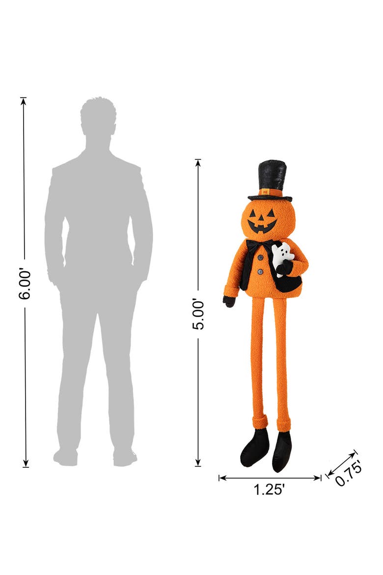 59"H Halloween Oversized Fabric Jack-O-Lantern with Dangle Legs w/Timer, Alternate, color, Orange