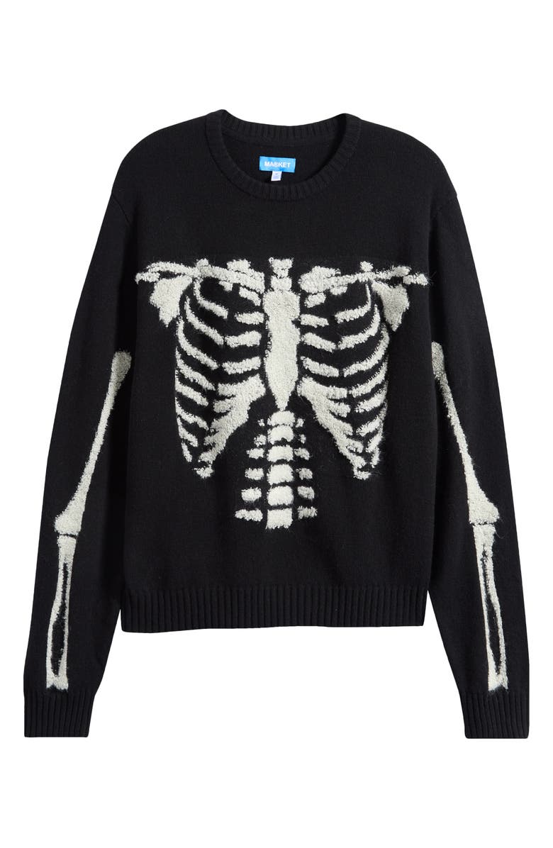 MARKET Skelly Intarsia Wool Blend Sweater, Alternate, color, Black/ White