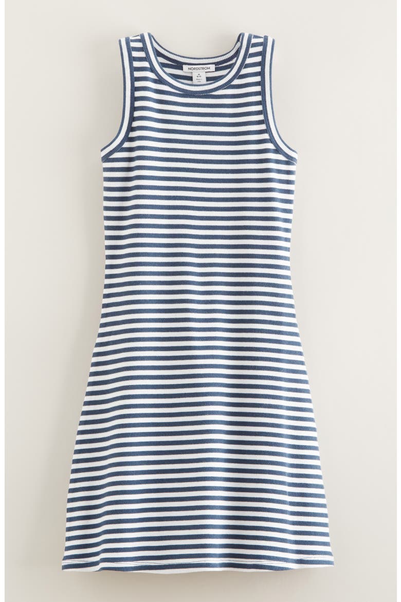 Kids' Rib Tank Dress, Main, color, NAVY DENIM SHEA STRIPE