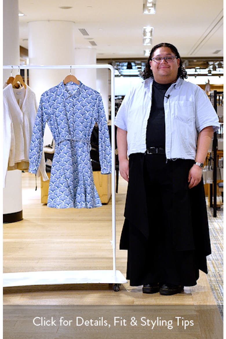 Fan Print Belted Button-Up Shirtdress video