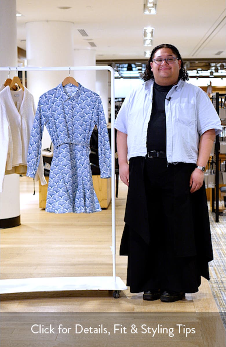 Fan Print Belted Button-Up Shirtdress, sales video thumbnail