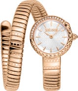 Just Cavalli Cerchio Snake Wraparound Bracelet Watch, 22mm