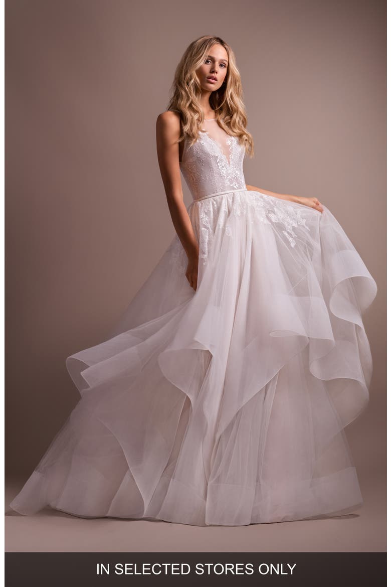 Lilith Halter Open Back Wedding Dress, Main, color, IVORY
