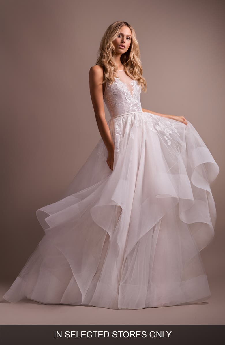 Hayley Paige Lilith Halter Open Back Wedding Dress, Main, color, 