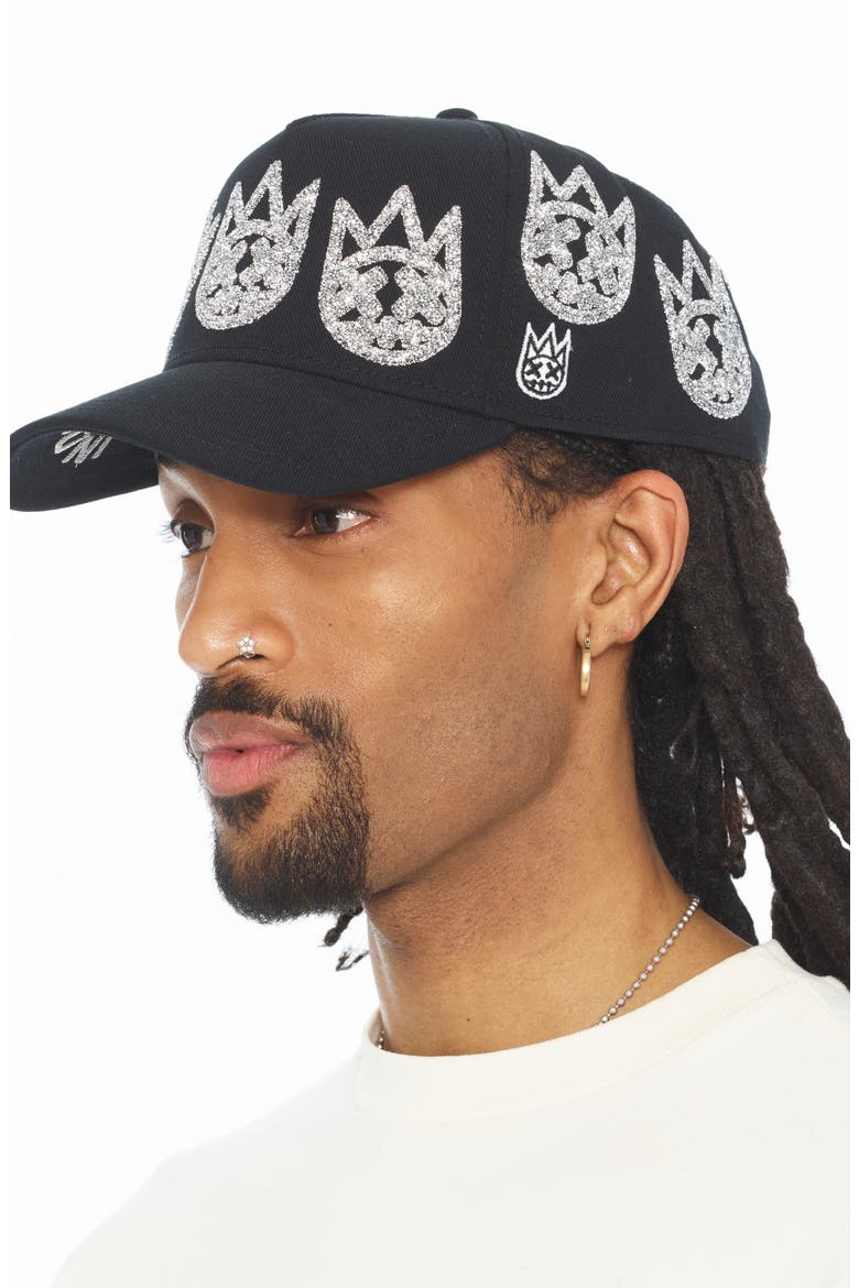 Graphic Crystal A-Frame Baseball Cap, Alternate, color, BLACK