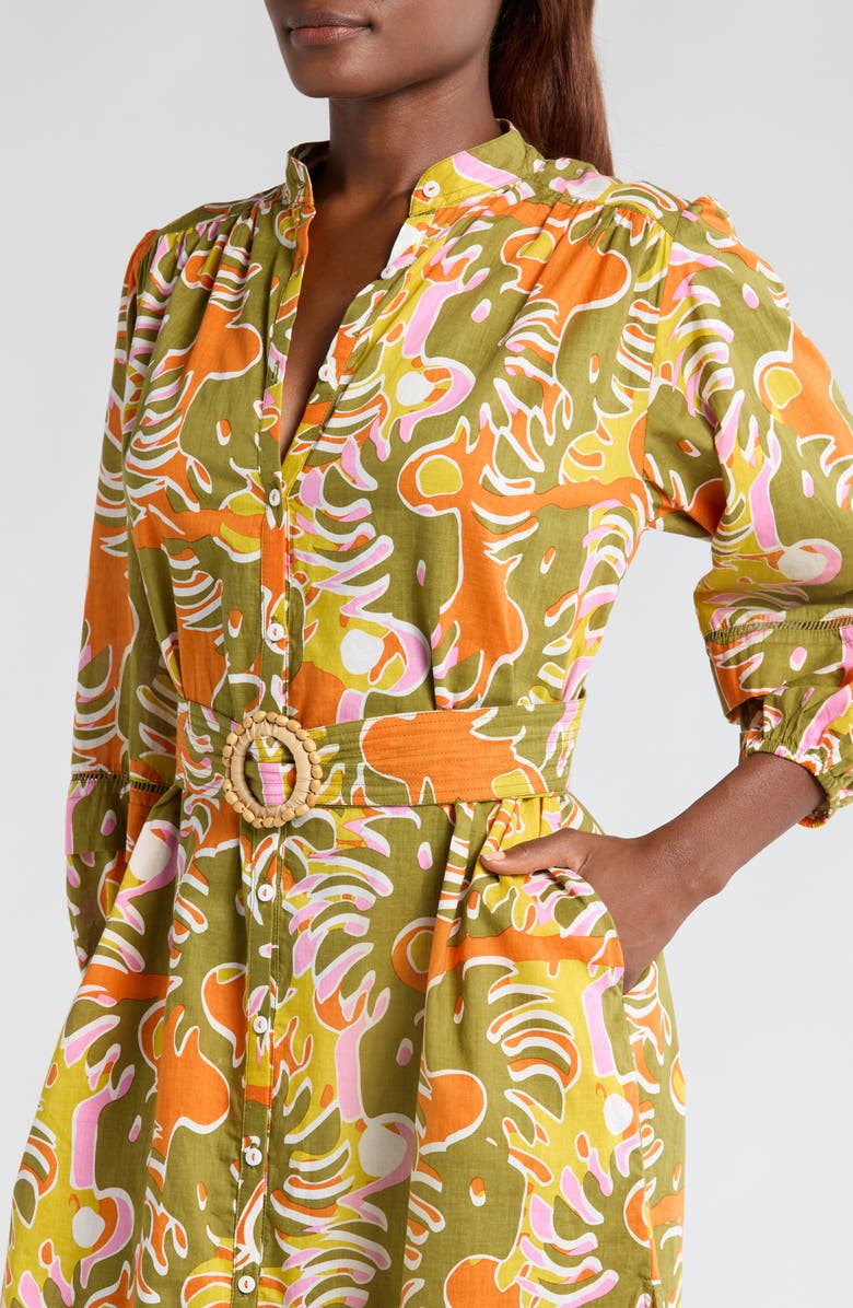 Poupette St Barth Cathy Abstract Print Long Sleeve Cotton Cover-Up Shirtdress, Alternate, color, 