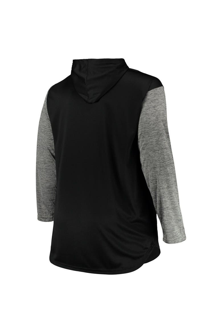 Men's Black/Heathered Gray Chicago White Sox Big & Tall Wordmark Club Pullover Hoodie, Alternate, color, Black
