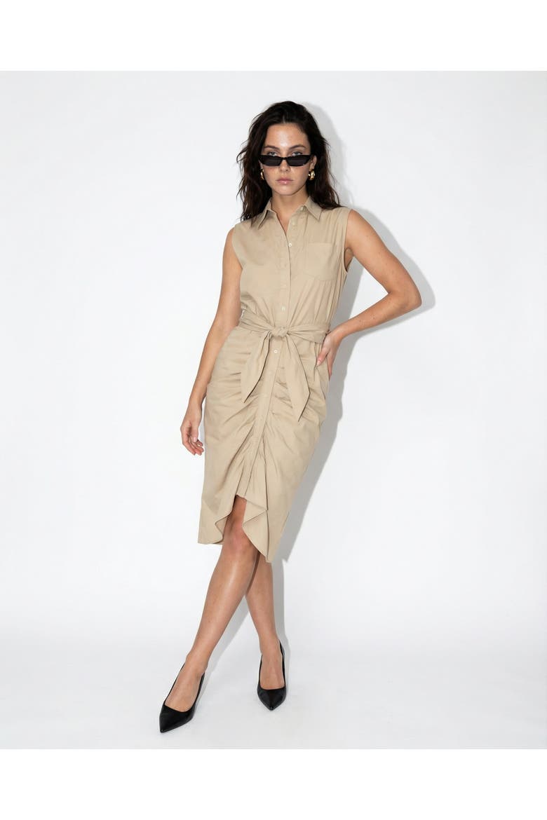 The Sleeveless Wrap Front Dress, Main, color, Taupe