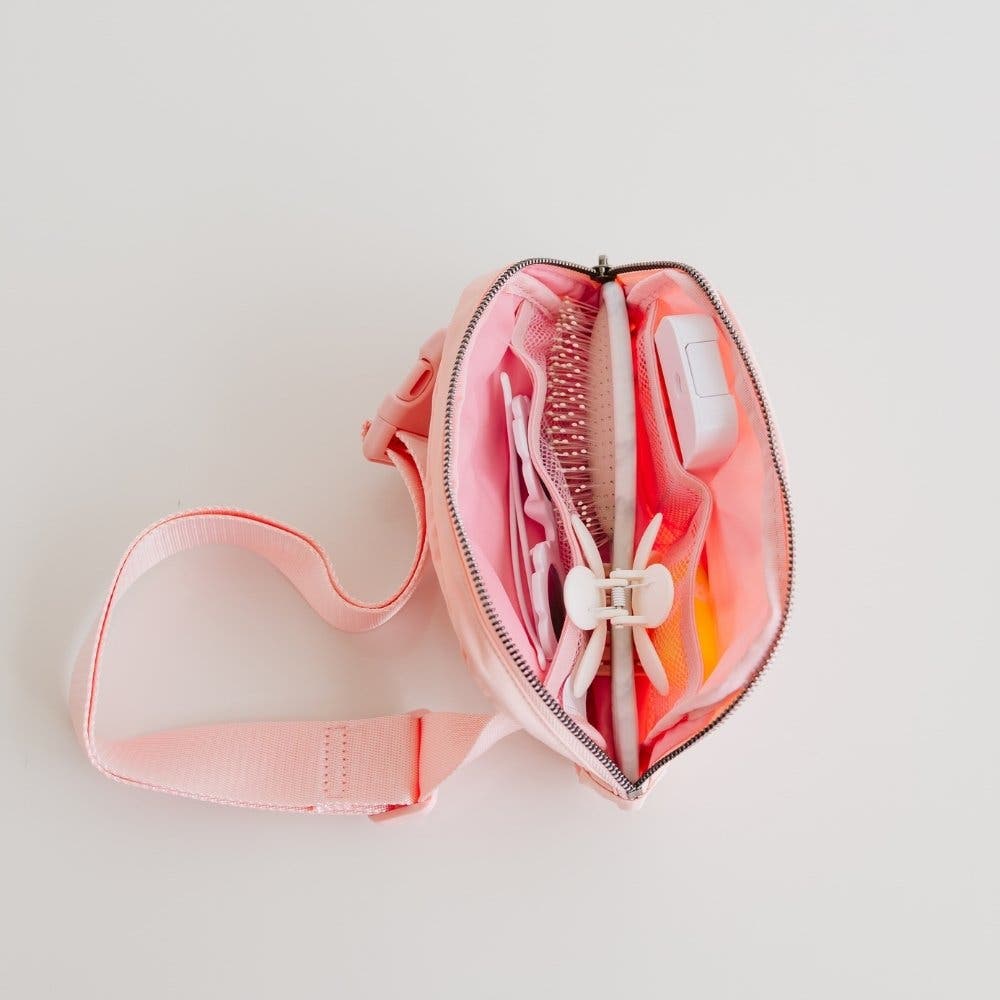 Sweet Wink Cherry Bow Patch Belt Bag, Alternate, color, Light Pink