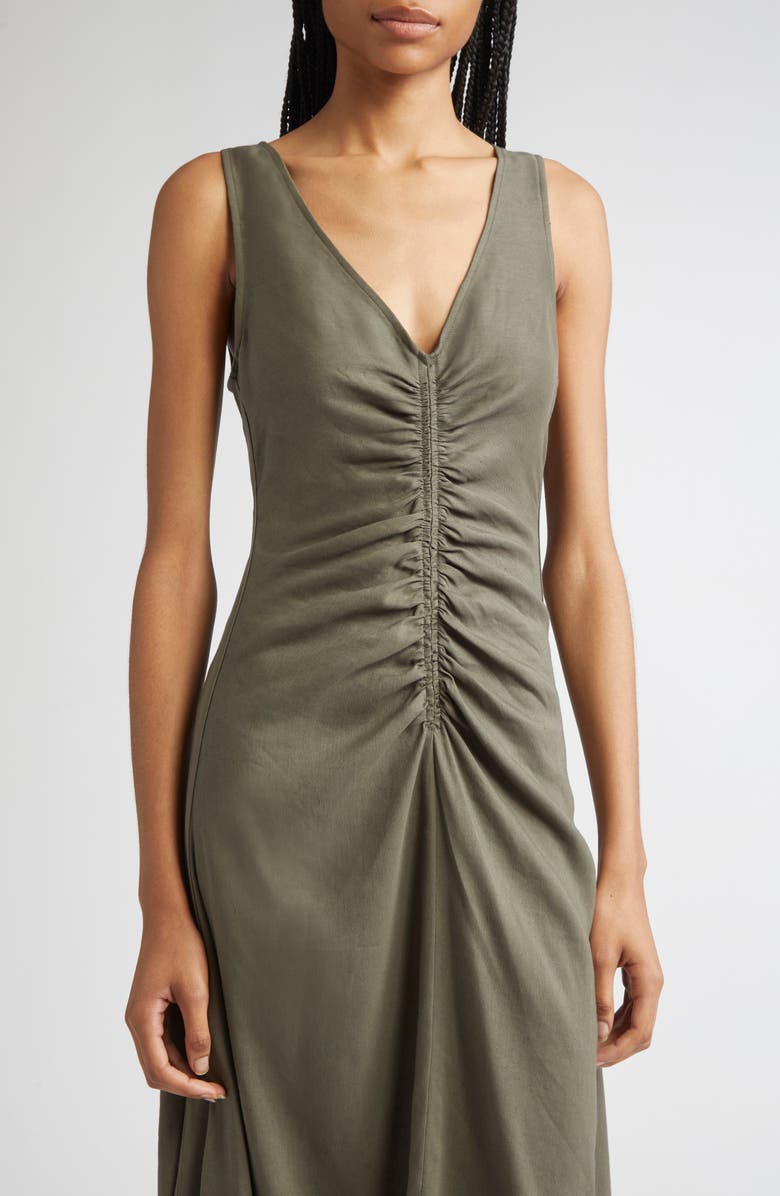 Proenza Schouler Remi Ruched Stretch Linen Blend Midi Dress, Alternate, color,