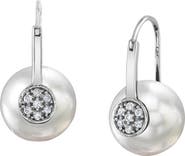 The Pearl Source White South Sea Pearl & Diamond Huggie Vivian Earrings