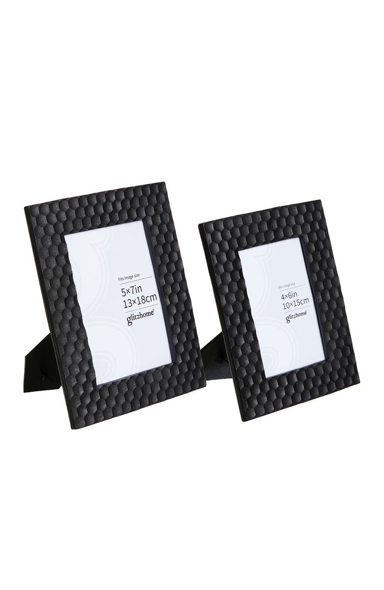 Glitzhome Set of 2 Resin Wall or Tabletop Picture Frames-4X6 & 5X7, Alternate, color, Black