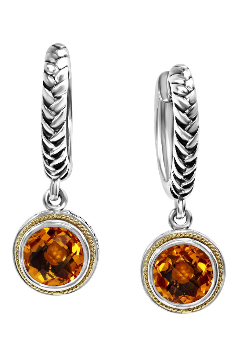 18K Yellow Gold & Sterling Silver Citrine Drop Earrings, Main, color, ORANGE