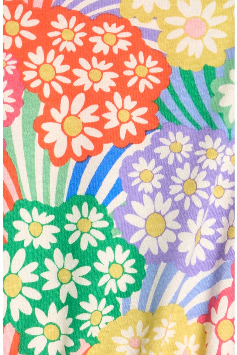 Kids' Floral Ruffle Shoulder Cotton Jersey Dress, Alternate, color, MULTI RAINBOW DAISIES