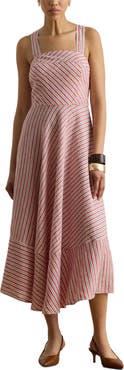 Lauren Ralph Lauren Striped Linen Sleeveless Dress