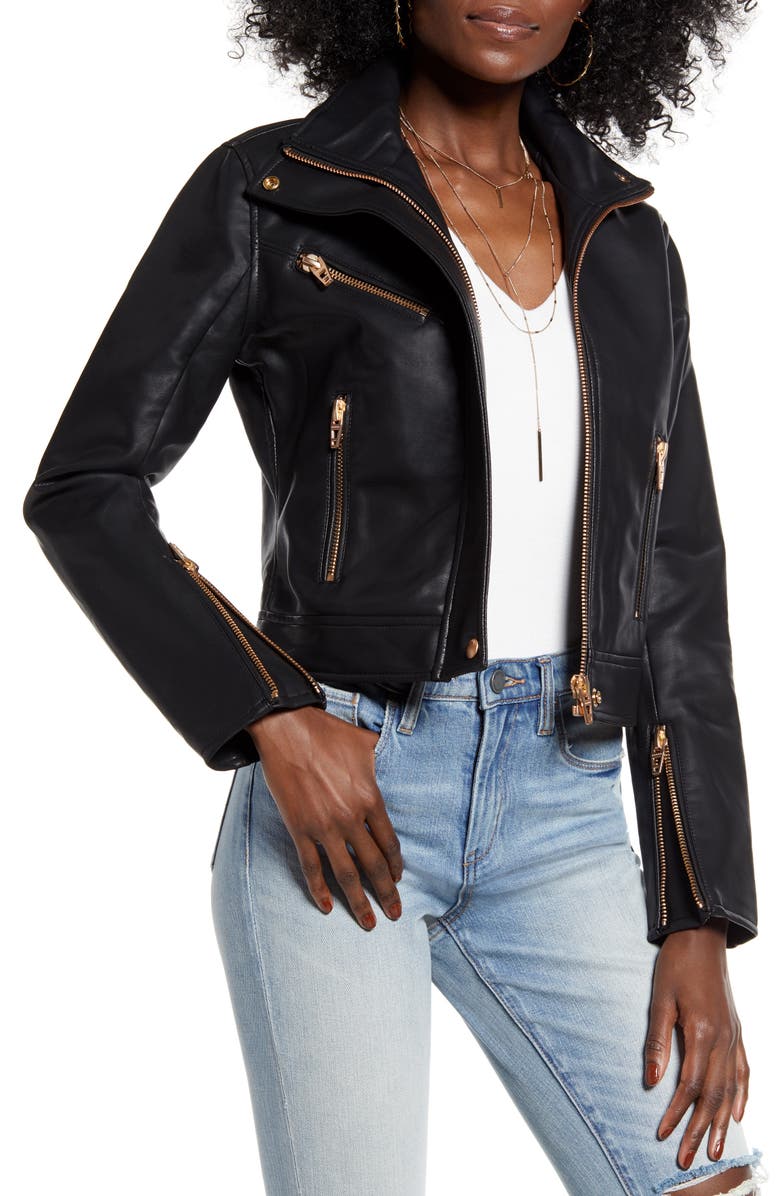 BLANKNYC The Essentials Faux Leather Moto Jacket, Main, color, 