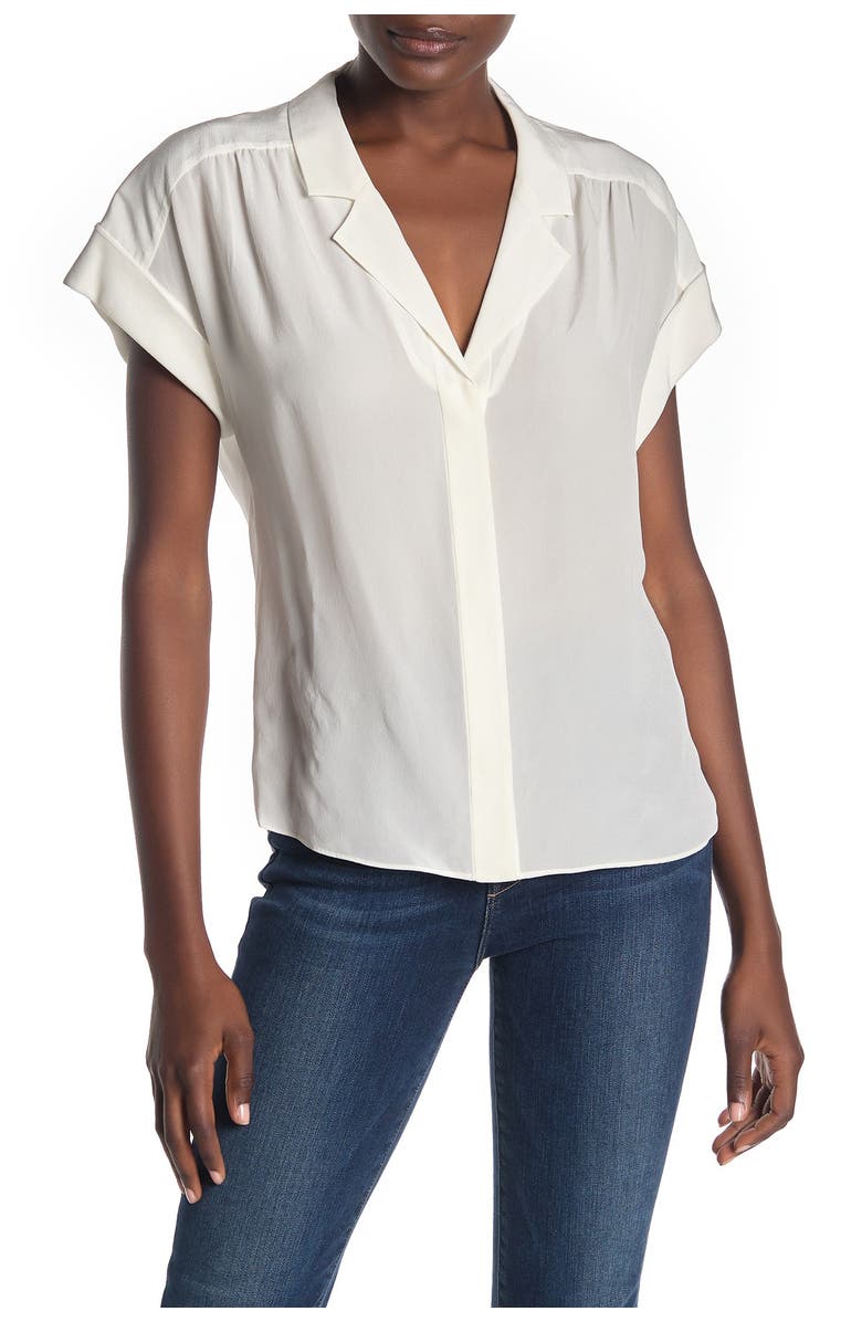 Veronica Beard Merci Short Sleeve Silk Blouse, Main, color, 