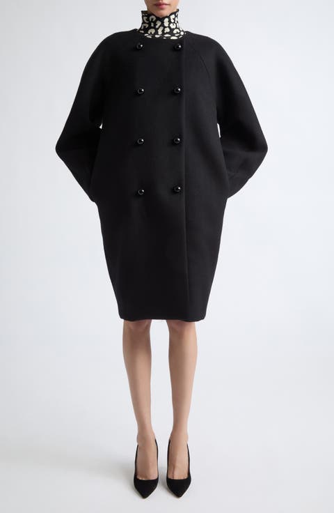 Double Breasted Wool Cocoon Coat
