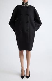Carolina Herrera Double Breasted Wool Cocoon Coat