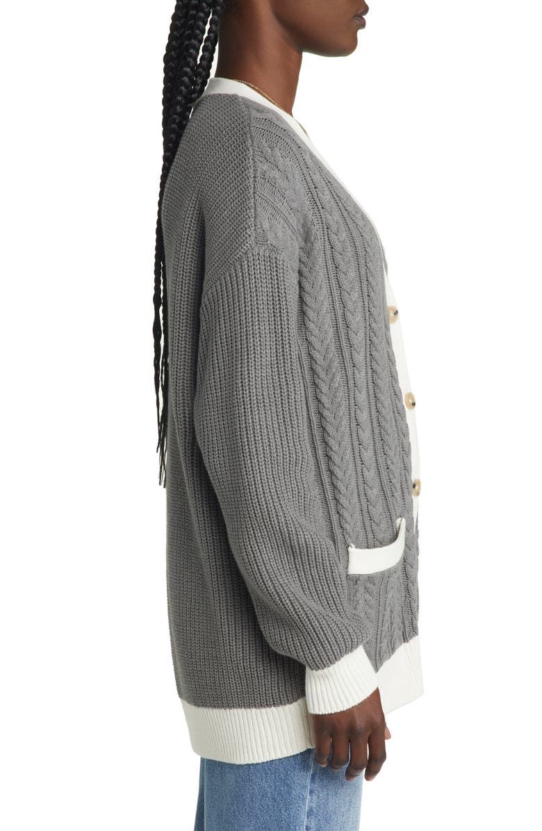 Treasure & Bond Varsity Mix Stitch Tipped Cardigan, Alternate, color,