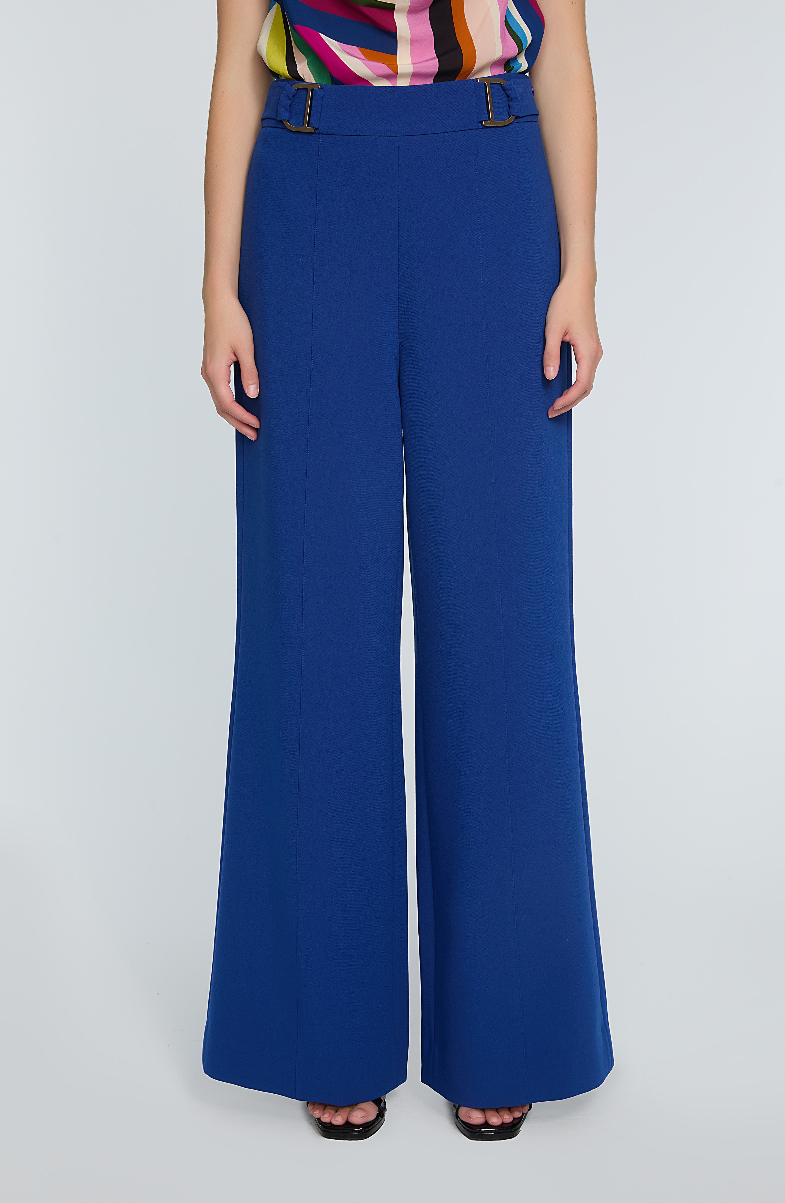 Elie Tahari The Inez Buckle Detail Wide Leg Pants