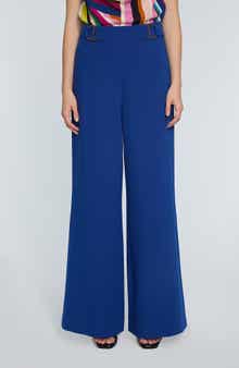 Elie Tahari The Inez Buckle Detail Wide Leg Pants
