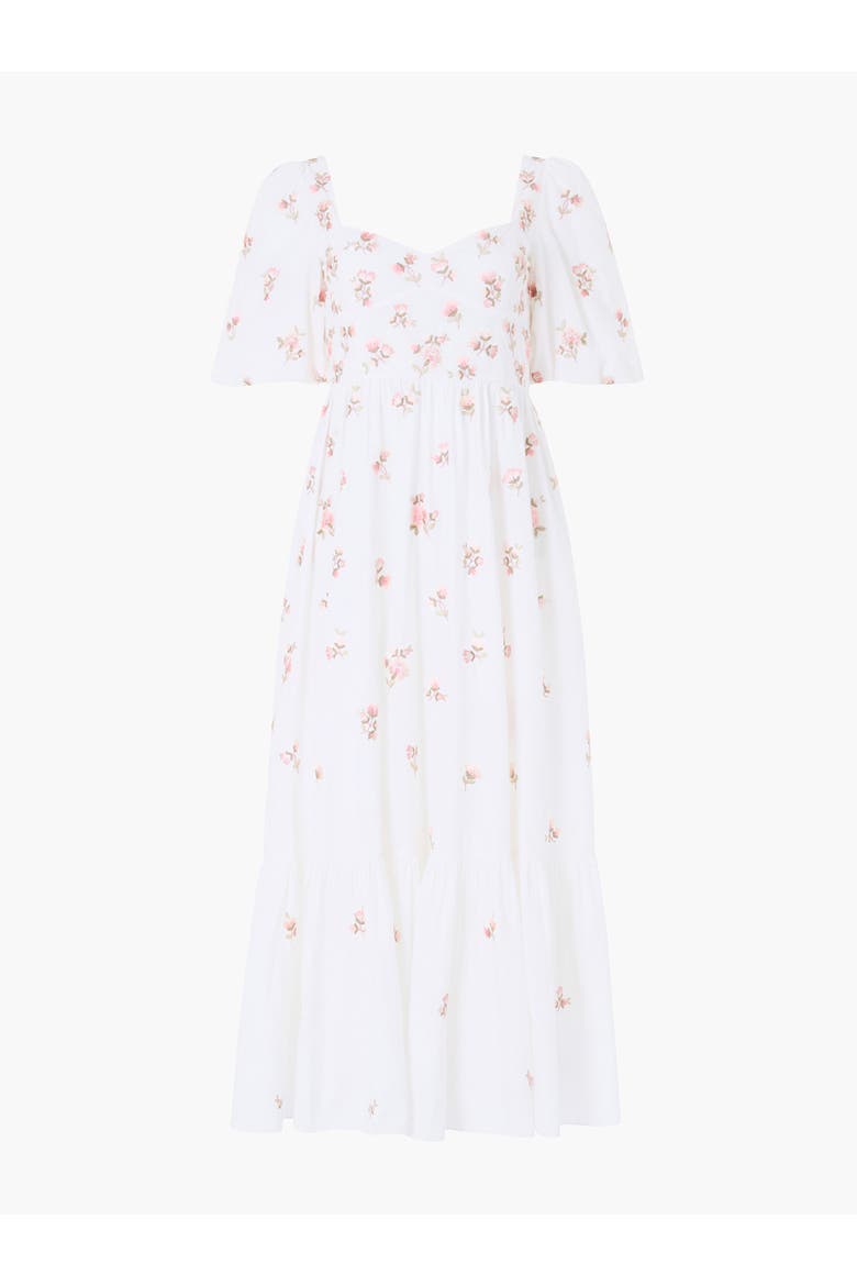 Flora Ditsy Cotton Ankle Gown, Alternate, color, Chalk