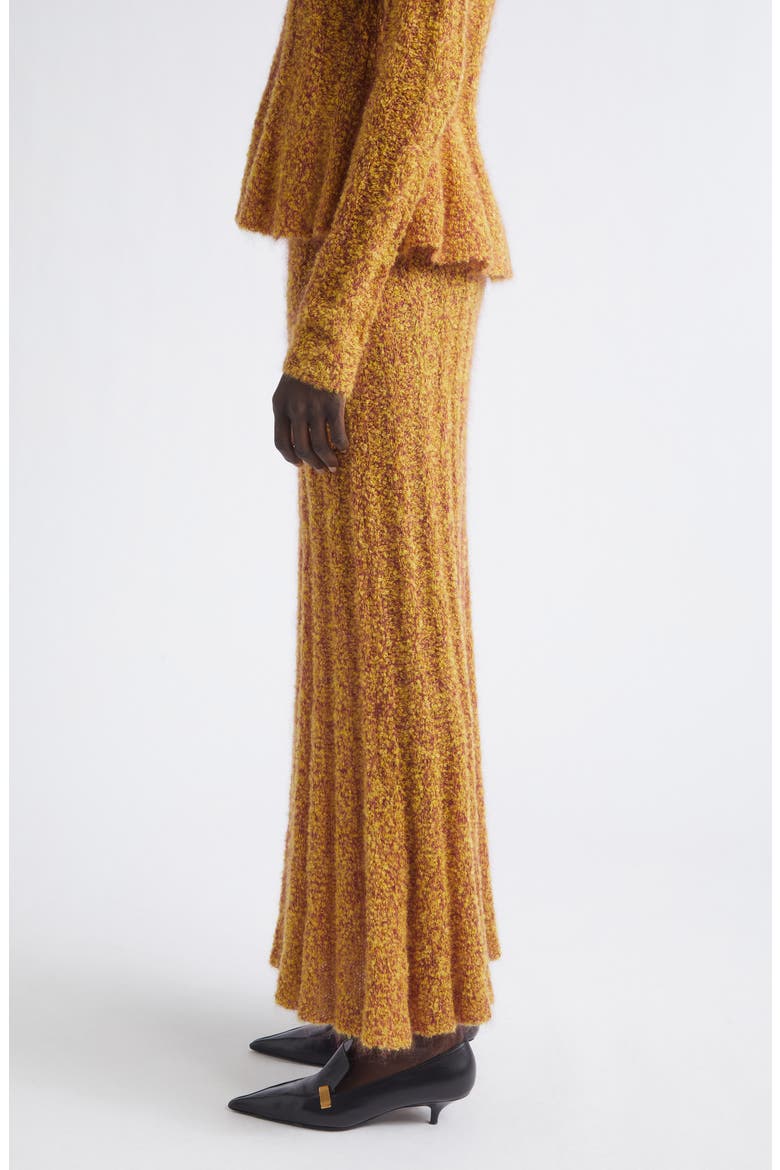 Joelle Marled Mohair & Silk Blend Bouclé Rib Maxi Skirt, Alternate, color, YELLOW/ WINE
