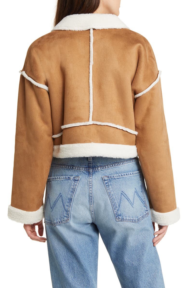 UGG<sup>®</sup> Takara Luxe Fluff Faux Shearling Crop Moto Jacket, Alternate, color, 