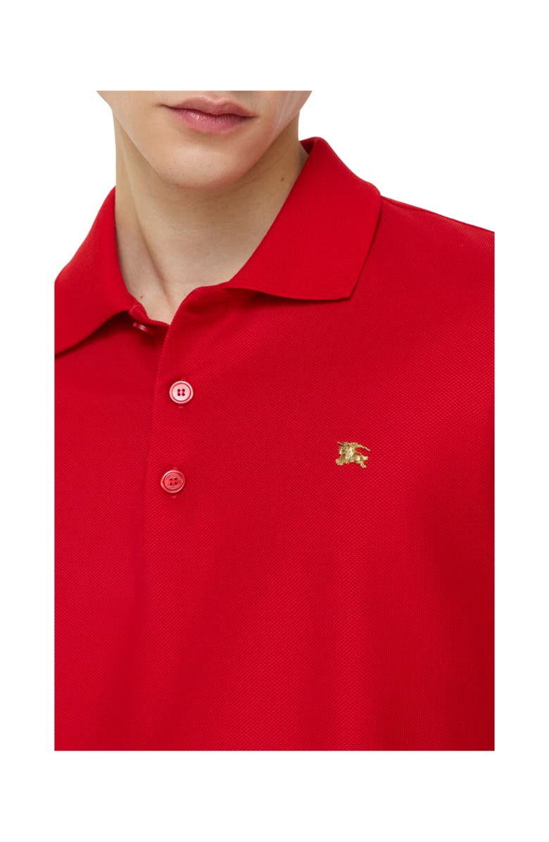 Burberry Metal Knight Cotton Polo Shirt, Alternate, color, Crayon Red