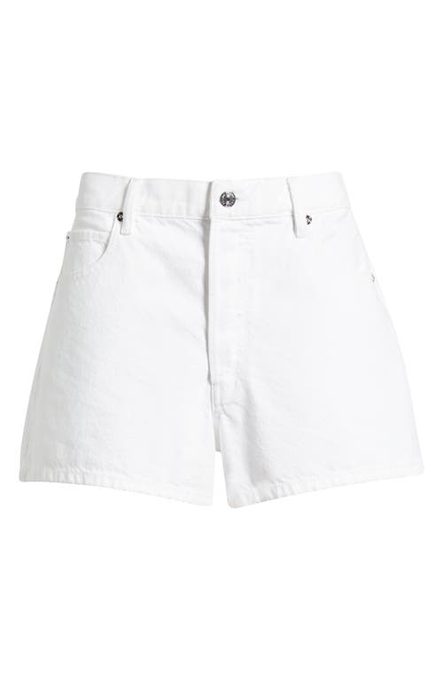 Frame Le Grand Garcon Frayed Denim Shorts In White