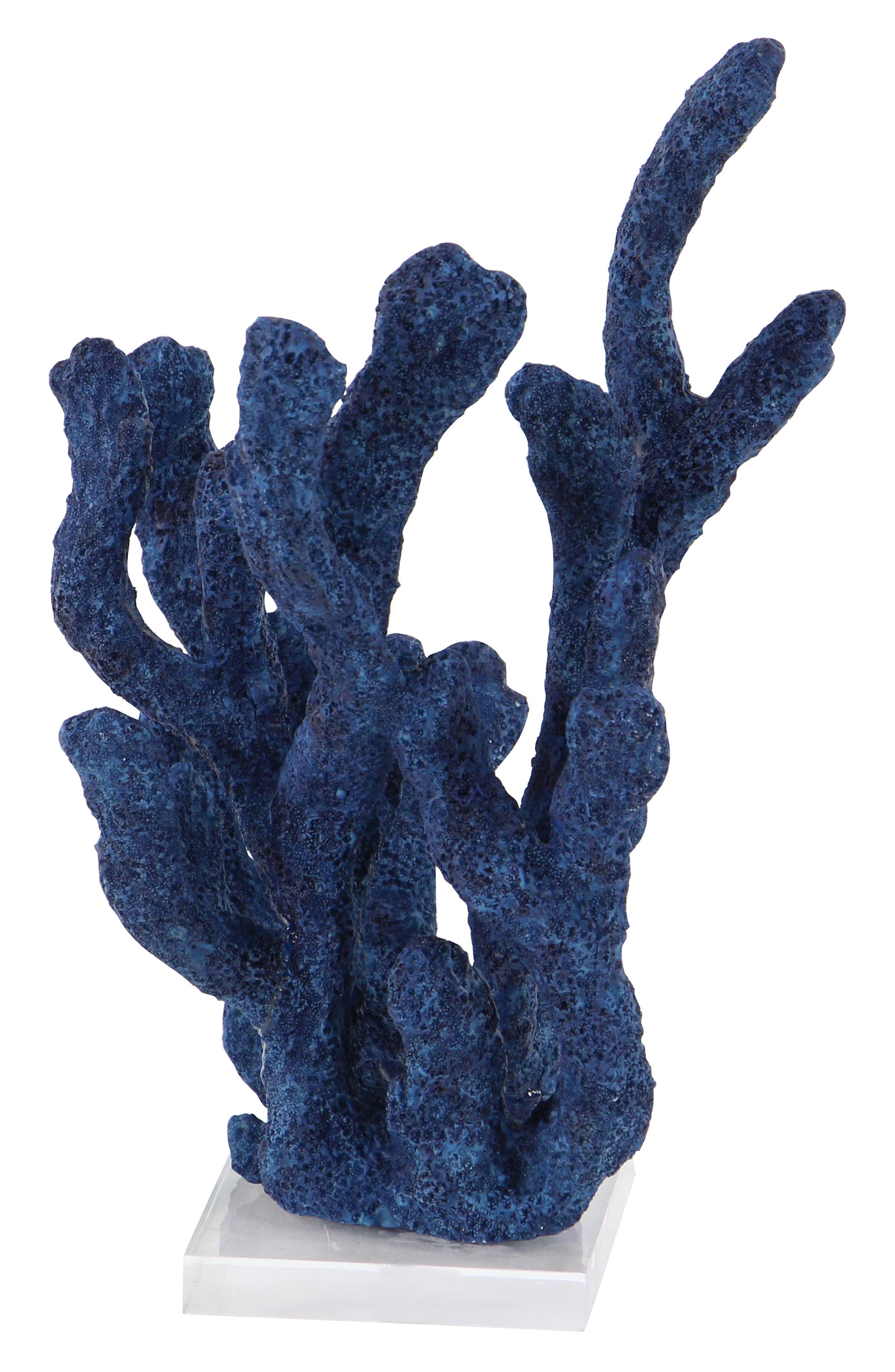 WILLOW ROW Blue Polystone Coastal Sculpture, Coral 13 x 10 x 9 ...