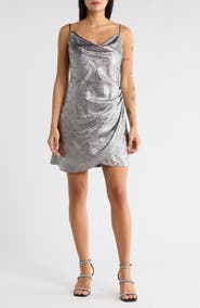 ASTR the Label Metallic Cowl Neck Minidress