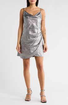 ASTR the Label Metallic Cowl Neck Minidress