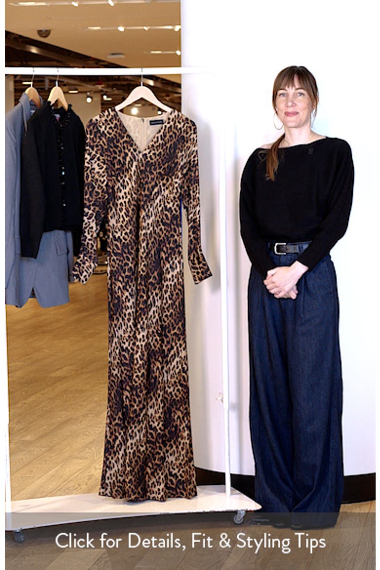 The Lauren Long Sleeve Cheetah Print Silk Blend Dress video