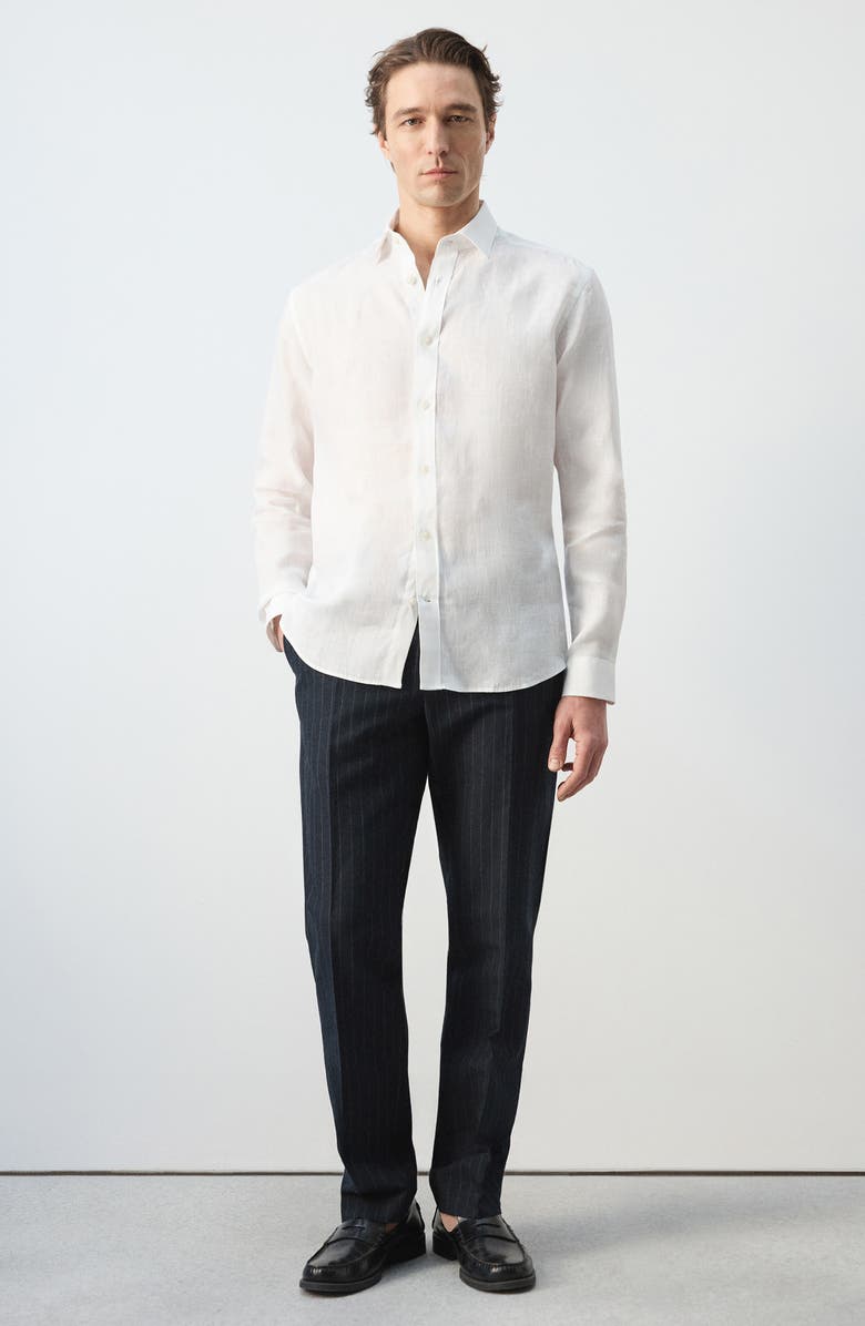 MANGO x Casper Ruud Regular Fit Linen Button-Up Shirt, Alternate, color, White