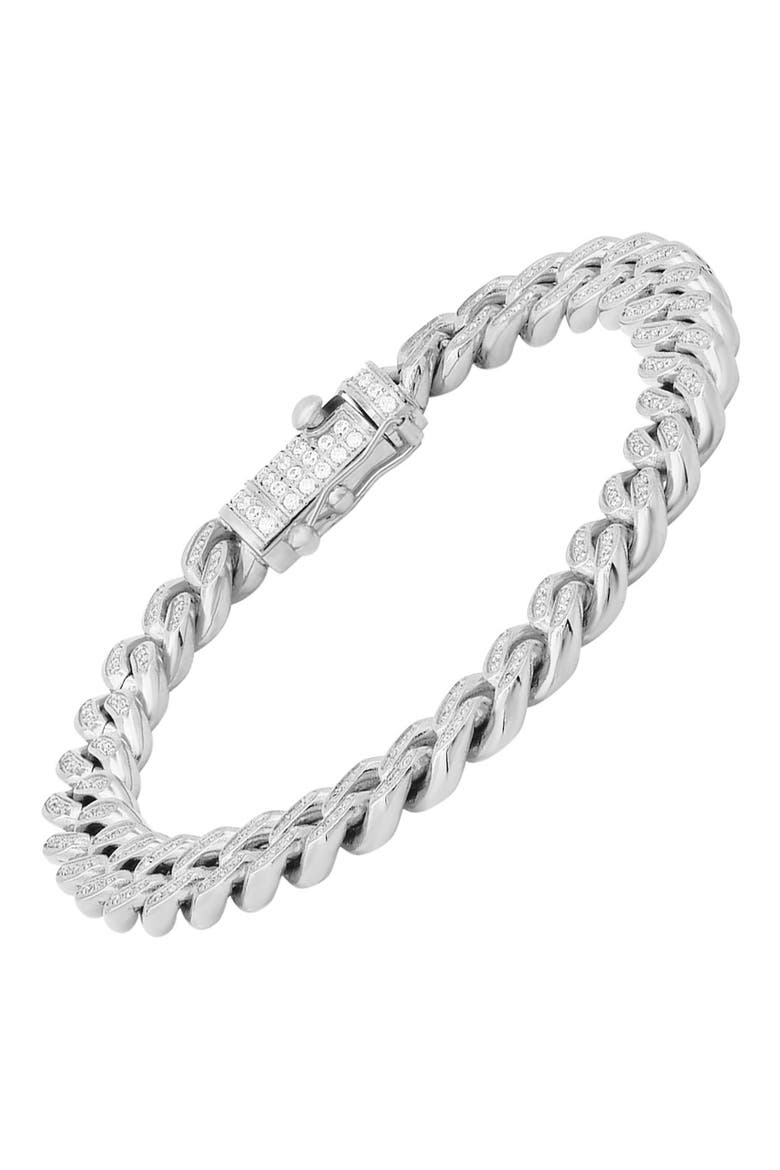 18k Gold Plated Stainless Steel Simulated Diamond Chain Bracelet, Alternate, color, METALLIC