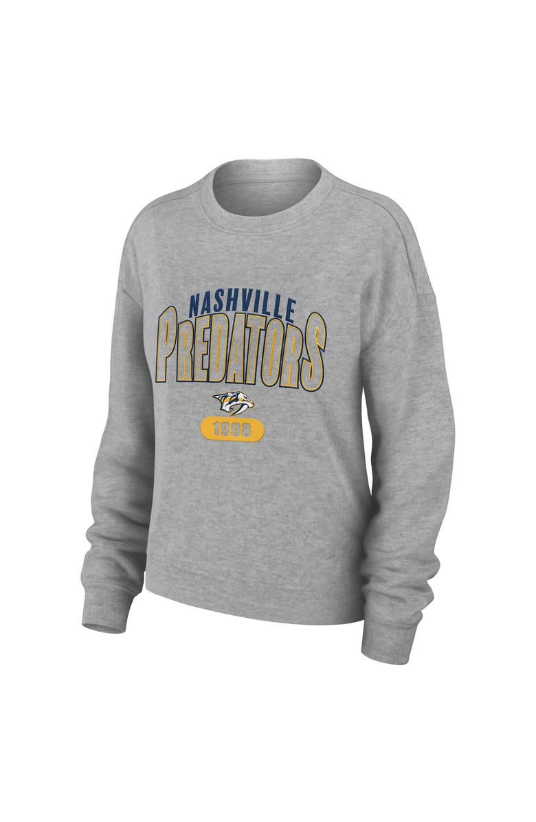 WEAR by Erin Andrews Women's WEAR by Erin Andrews Heather Gray Nashville Predators Knit Long Sleeve Tri-Blend T-Shirt & Pants Sleep Set, Alternate, color, Heather Gray