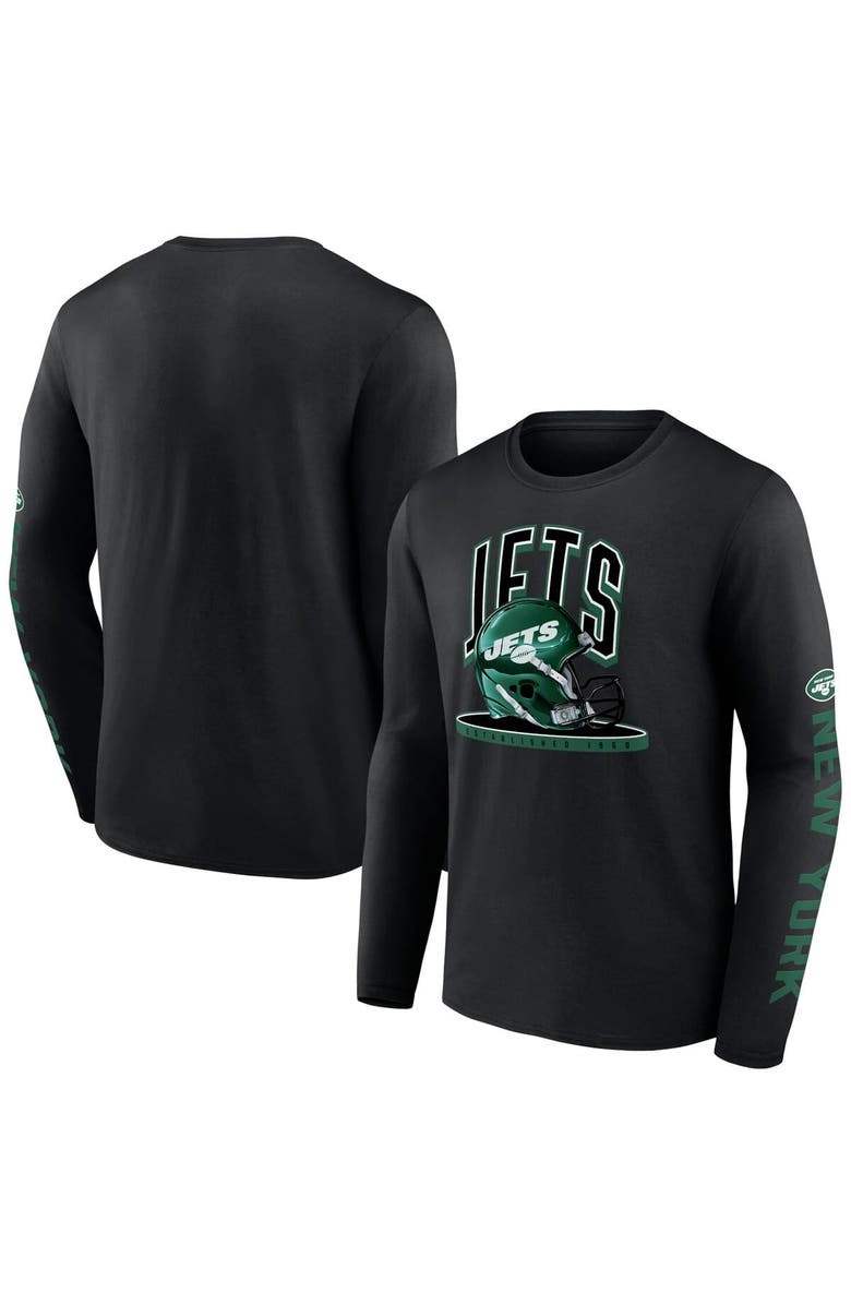 FANATICS Men's Fanatics  Black New York Jets Helmet Platform Long Sleeve T-Shirt, Alternate, color, 