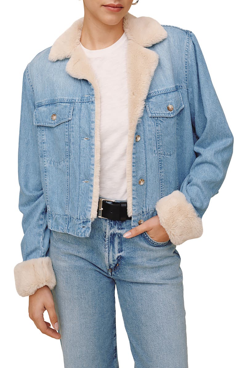 Bella Dahl Faux Shearling Lined Denim Jacket, Main, color,