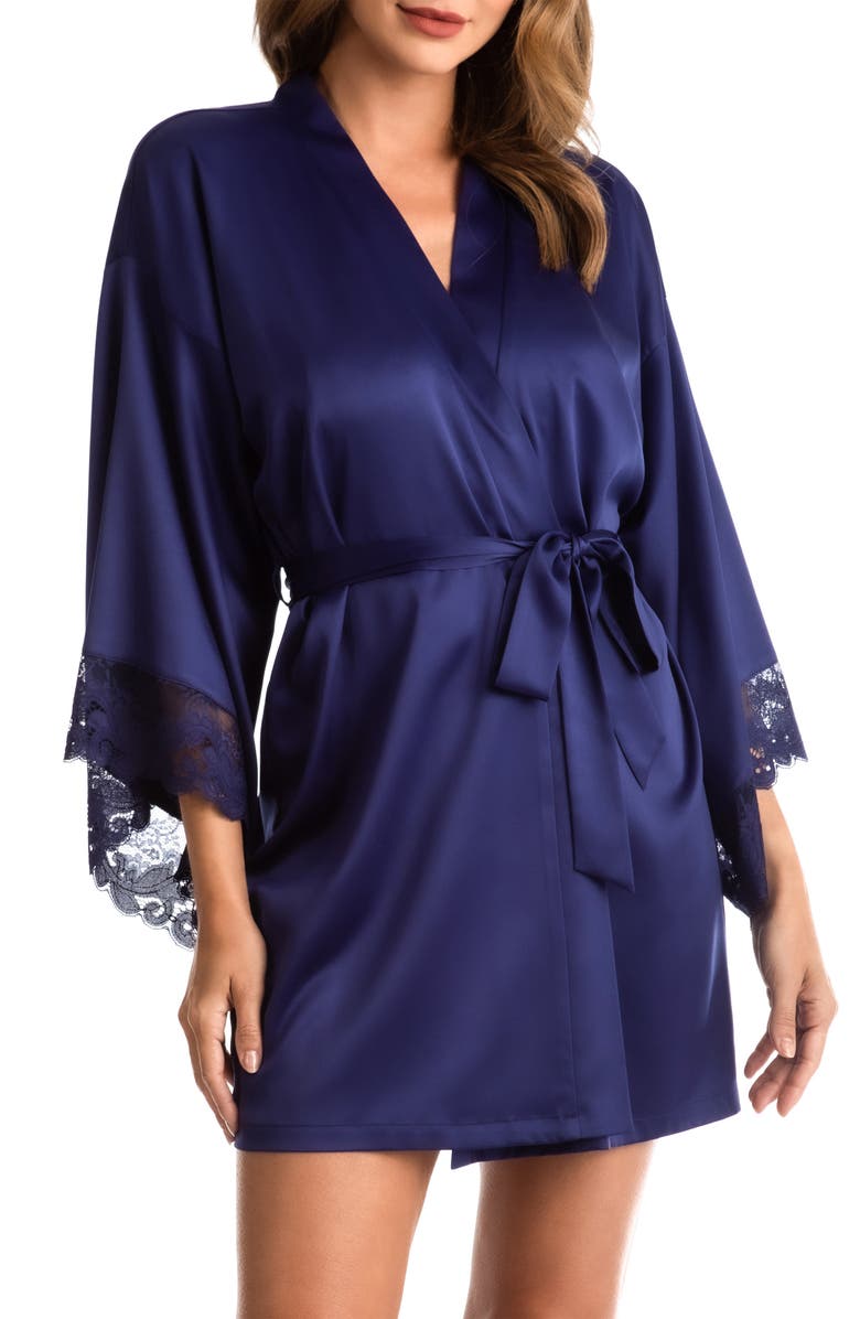 In Bloom by Jonquil Bailey Lace Trim Satin Wrap, Main, color, 