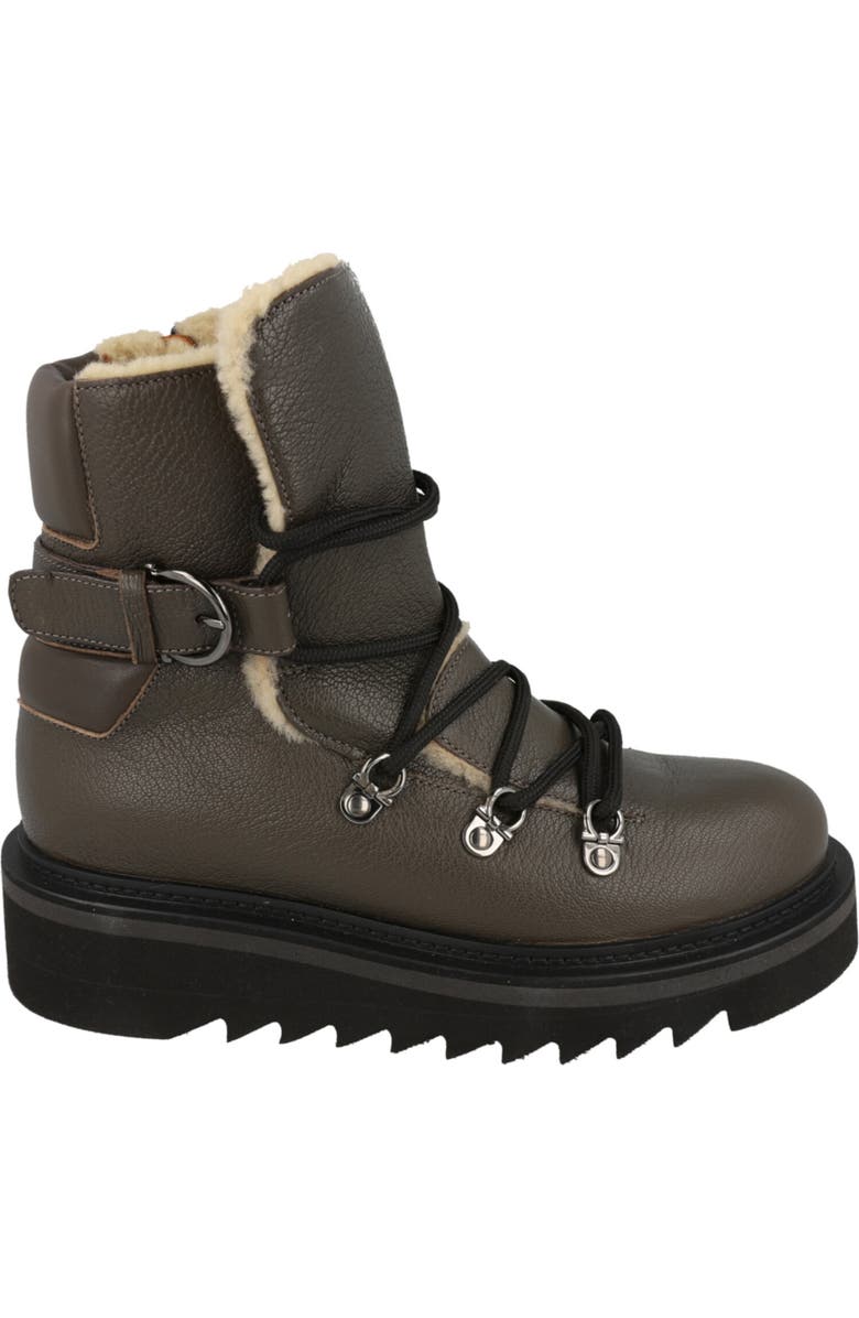 FERRAGAMO Elimo Genuine Shearling Leather Boot, Alternate, color, Dark Grey