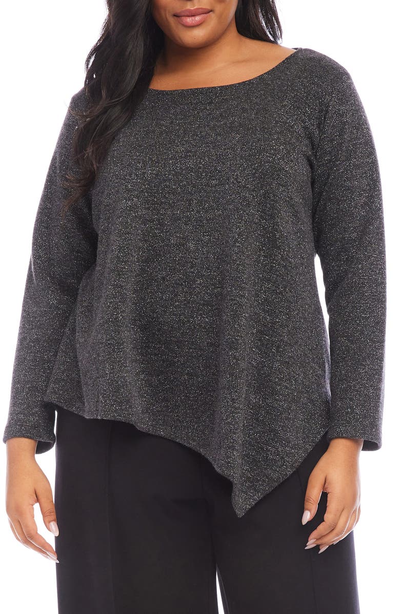 Karen Kane Metallic Sparkle Asymmetric Hem Top, Main, color,