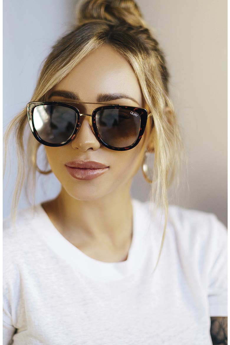 Australia French Kiss 55mm Cat Eye Sunglasses, Alternate, color, TORT/GOLD