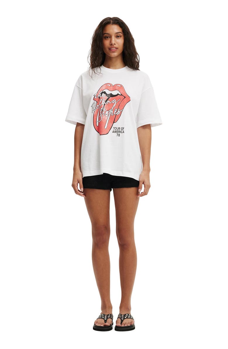 Cotton On Women's The Lcn Music Boxy Graphic Tee, Alternate, color, Rolling Stones America 78