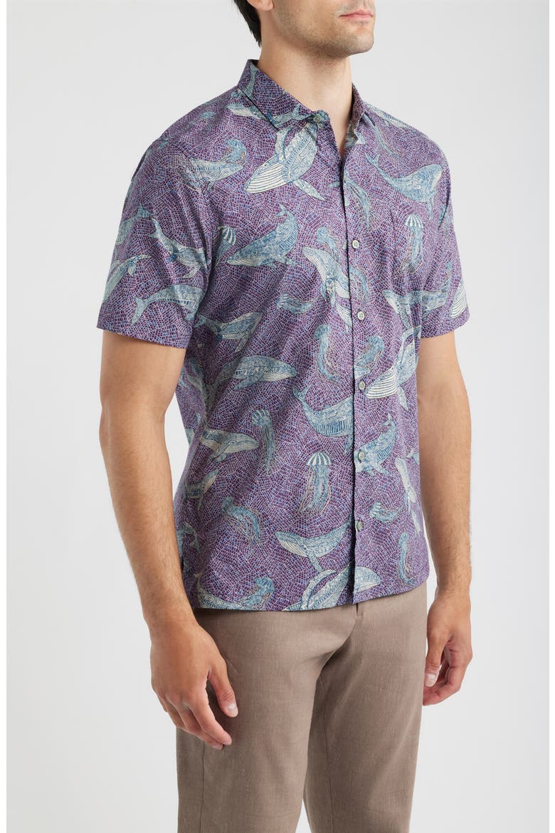 Marine Mosaic Button Down Shirt, Alternate, color, GRAPE