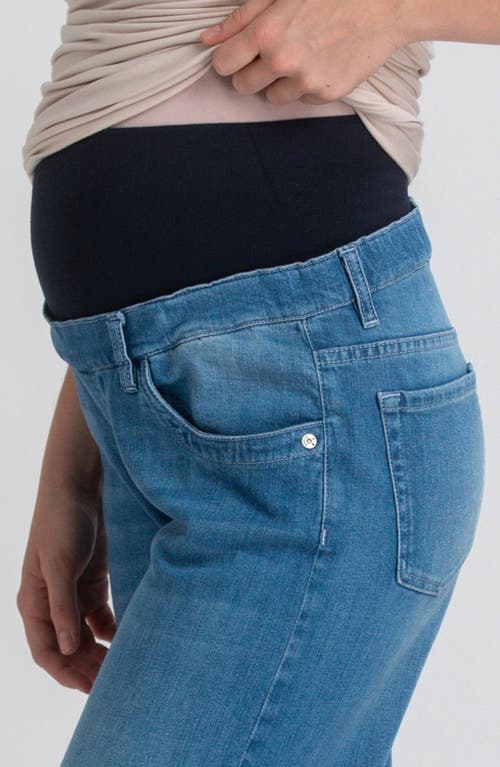 Pietro Brunelli Maternity Maternity High-waist Elastic Band Wide-leg Jeans In Blue