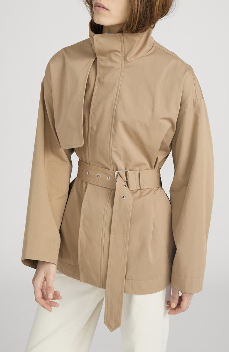 FRAME The Short Field Trench Coat, Alternate, color, Khaki