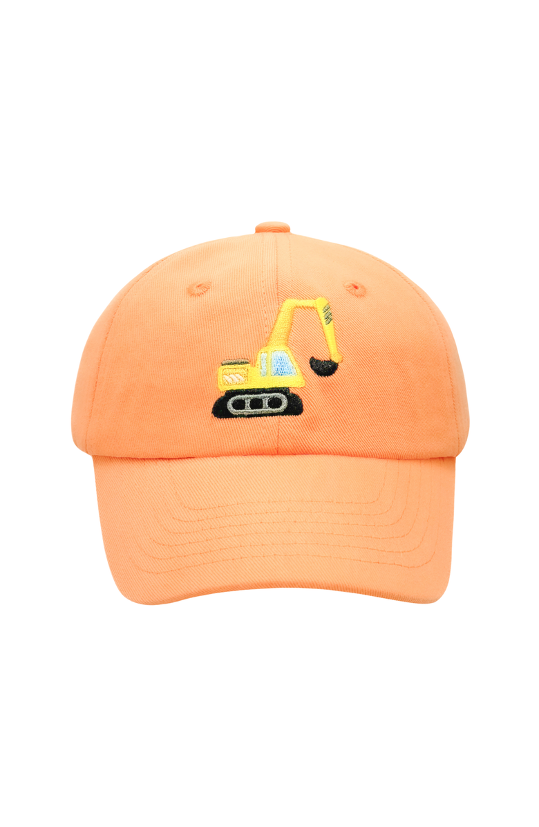 Bits & Bows Excavator Construction Digger Baseball Hat, Main, color, Orange